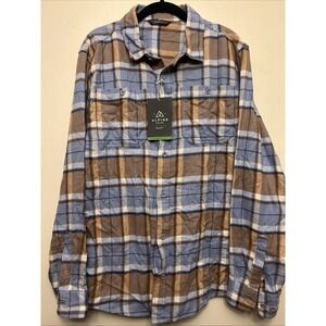 Alpine design men's flannel shirt,‎ Large, blue/brown NWT